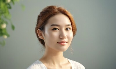 Young asian female with beautiful healthy skin portrait