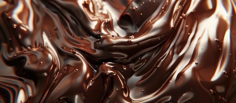 Delicious melted chocolate waves background AI generated image