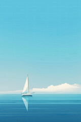 Obraz premium Calm, clear, serene, sailboat, voyage on sea 
