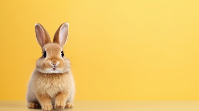 cute animal pet rabbit or bunny brown color smiling and laughing isolated with copy space for easter background, rabbit, animal, pet, cute, fur, ear, mammal, background, celebration, generate by AI