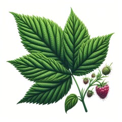 Rubus idaeus (Raspberry Leaf) - obrazy, fototapety, plakaty