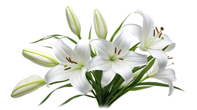 Delicate Snowy Lily on transparent background.