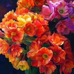 A Kaleidoscope of Vivid Hues: The Bold and Beautiful Colors of a Blooming Kalanchoe Capturing the Essence of Spring Renewal