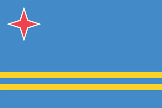 Flag of Aruba. Aruban blue flag with star. State symbol of the island of Aruba.