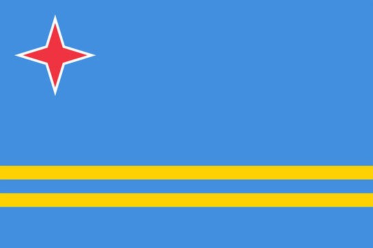 Flag of Aruba. Aruban blue flag with star. State symbol of the island of Aruba.