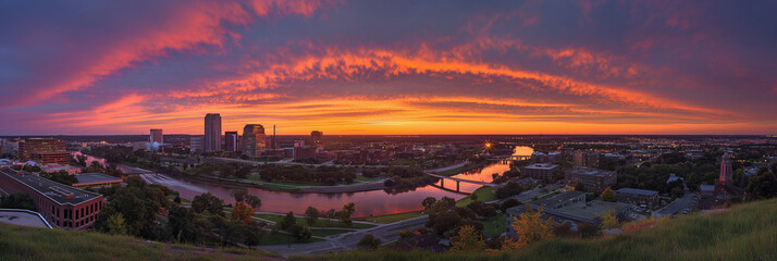 American City Panorama evoking Sioux Falls City