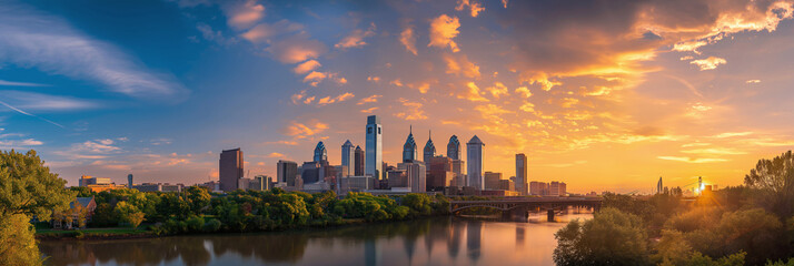 Fototapeta premium American City Panorama evoking Philadelphia City