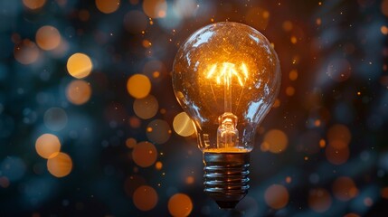 Innovation: A lightbulb glowing brightly - obrazy, fototapety, plakaty