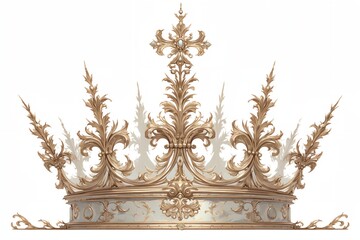 Gold crown. The crown is very ornate and has a lot of detail.
