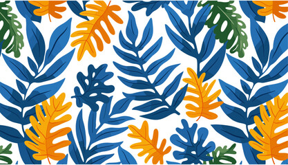 抽象的な自然アート リーフ コラージュ形状のシームレスなパターン。トレンディな現代的な切り抜きの背景イラスト。天然の有機植物の葉のアートワークの壁紙プリント。ビンテージ植物夏のテクスチャー。