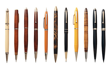 Variety of colorful pens neatly lined up in perfect rows