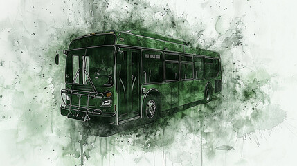 Conceptual sketch demonstrating green transportation, a city bus.