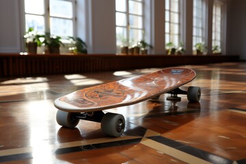 Obraz premium A high quality image featuring a skateboard concept with a background that has selective focus and ample copy space
