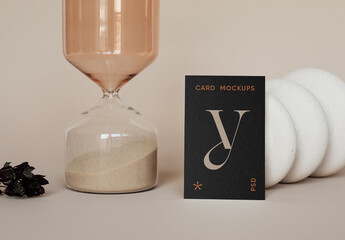 Vertical Business Card Basen on a Hourglass Mockup - obrazy, fototapety, plakaty