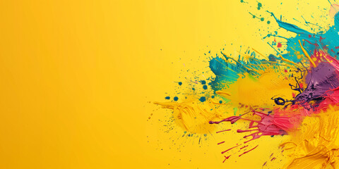Painting color splash over yellow background