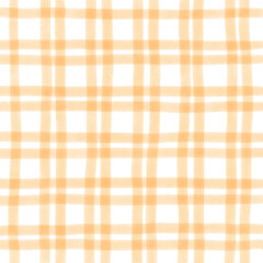 Gold Orange Plaid Gingham Check Hand Drawn Background Overlay