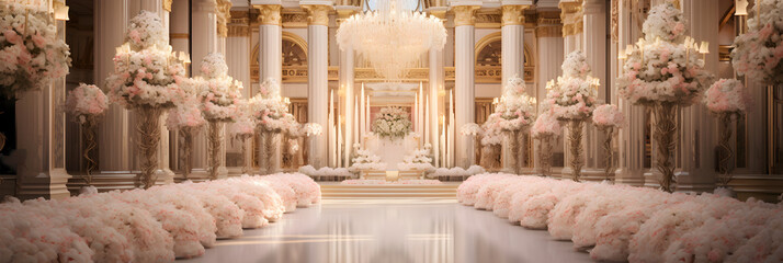 The Grandeur of Golden Glow: A Captivating Image from a Luxurious GG Wedding Ceremony - obrazy, fototapety, plakaty