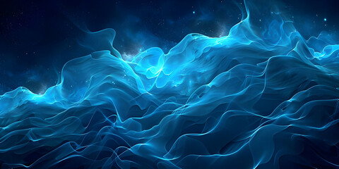 Fototapeta na wymiar Abstract blue background with waves, a panoramic photography of waving wallpaper