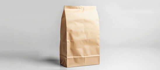 A brown kraft paper bag is shown in a mockup collection against a white background, ready for packaging designs. The image includes a clipping path for easy editing.