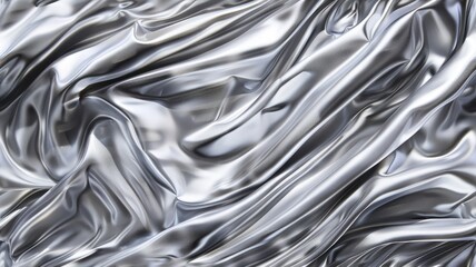a silver fabric with a wave composition, featuring clear and delicate textures, while high-contrast colors accentuate its texture, creating a futuristic ambiance. SEAMLESS PATTERN