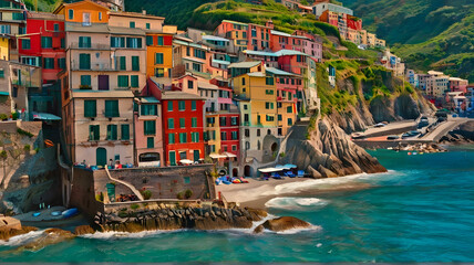 Riomaggiore village one of Cinque Terre in the province of La Spezia, Italy
