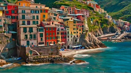 Fotobehang Riomaggiore village one of Cinque Terre in the province of La Spezia, Italy © Hanna Ohnivenko
