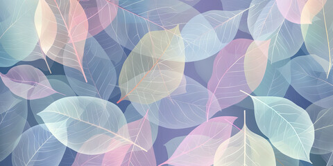 Ethereal Leaves Pattern in Pastel Tones for Serene Background
