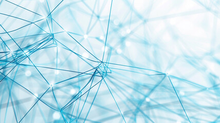 A complex network of azure blue lines against a stark, pearl white background, - obrazy, fototapety, plakaty