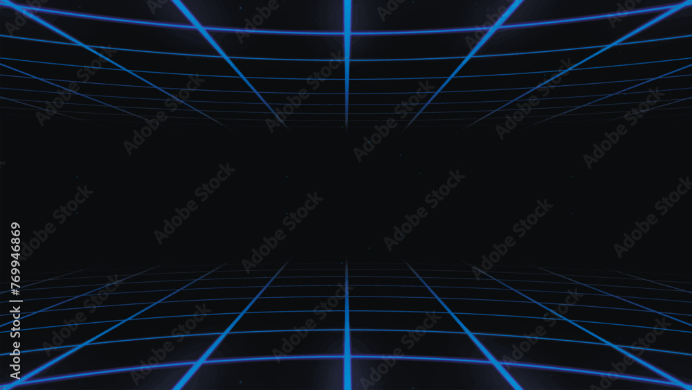 Poster geometric background of blue abstract lines. data stream. movement effect. in a cage. reference 3d r