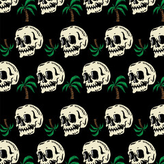 pattern skull and palm vector illustration