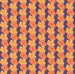 Purple Orange Floral Seamless Pattern