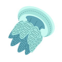 Cartoon jellyfish flat style. Medusa vector illustration. Modern flat illustration Jellyfish isolated on white background. Vector illustration
