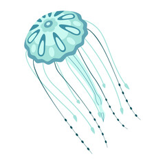 Cartoon jellyfish flat style. Medusa vector illustration. Modern flat illustration Jellyfish isolated on white background. Vector illustration