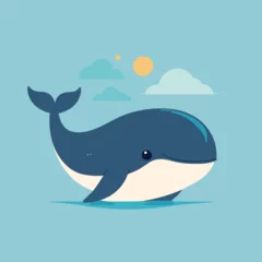 Lichtdoorlatende gordijnen Walvis Whale simple style flat cartoon illustration vector design