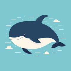 Obraz na płótnie Canvas Whale simple style flat cartoon illustration vector design