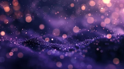 Foto auf Leinwand A mysterious aura created by deep purple particles floating in darkness. The bokeh lights enhance the mystery, as if entering a realm of fantasy and magic captured in stunning clarity. © Ibad