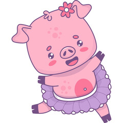 Cute pig girl ballerina