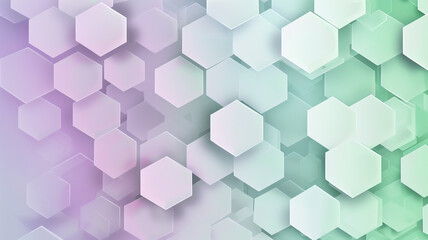 A serene digital hexagon abstract background, with hexagons fading from a soft lavender to a gentle mint green, evoking a calming, therapeutic atmosphere.