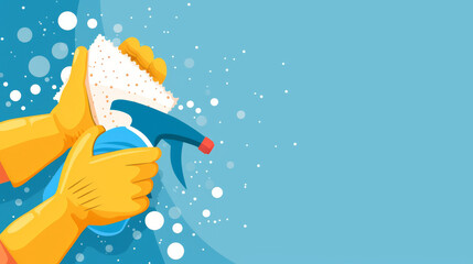Sparkling Clean with Squeegee and Bubbles Vector Illustration - obrazy, fototapety, plakaty