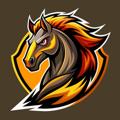 horse, animal, vector, head, illustration, tattoo, 