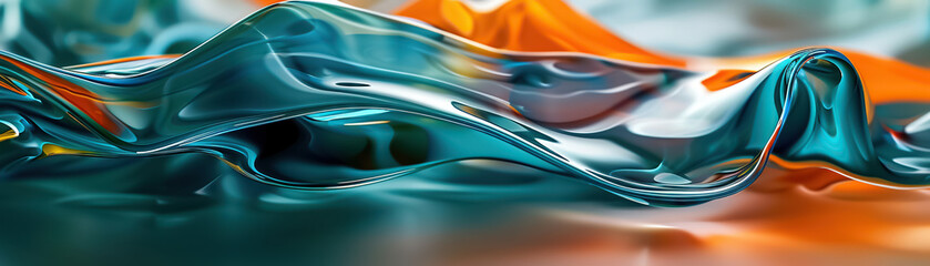 Naklejka premium 4K abstract wallpaper merges vibrant teal-orange hues with unique shapes, textures, creating visually stimulating backdrop at intersection of modern design and abstract artistry
