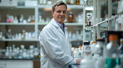 Fototapeta premium biochemical research scientist working on vaccine development in pharmaceutical research labolatory
