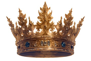 Gold crown. The crown is very ornate and has a lot of detail.