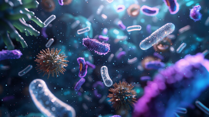 Fototapeta premium Texture showing bacterial colonies under a microscope.