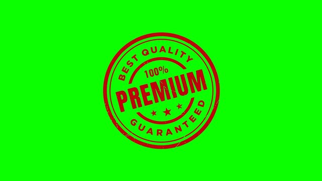 Premium stamp sign, Alpha channel, transparent background and green background. 4K Video 