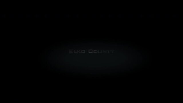 Elko County 3D title metal text on black alpha channel background