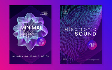 Edm Set. Psychedelic Disco Illustration. Festival Vector. Party Trance Graphic. Green Dj Design. Discotheque Banner. Blue Techno Poster. Pink Edm Set