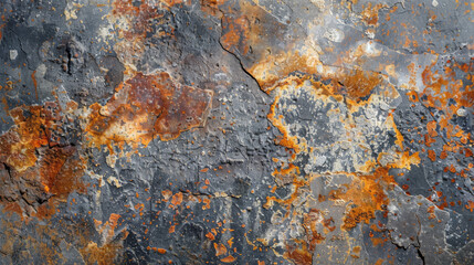 Displayed is a textured background depicting a natural stone wall or floor with tones ranging from gray, grey, and brown to rusty rust. - obrazy, fototapety, plakaty