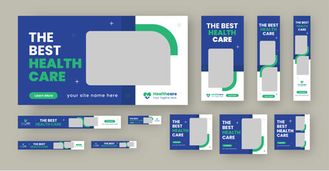 Medical Google Ads banner Design Template, Set Of Web Banner for medical campaign, Vector