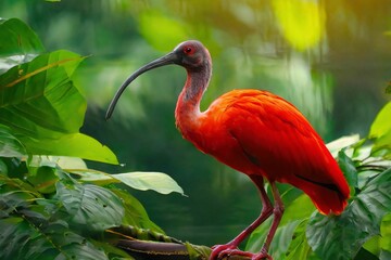 Obraz premium Scarlet ibis bird HD 8K wallpaper Stock Photographic Image